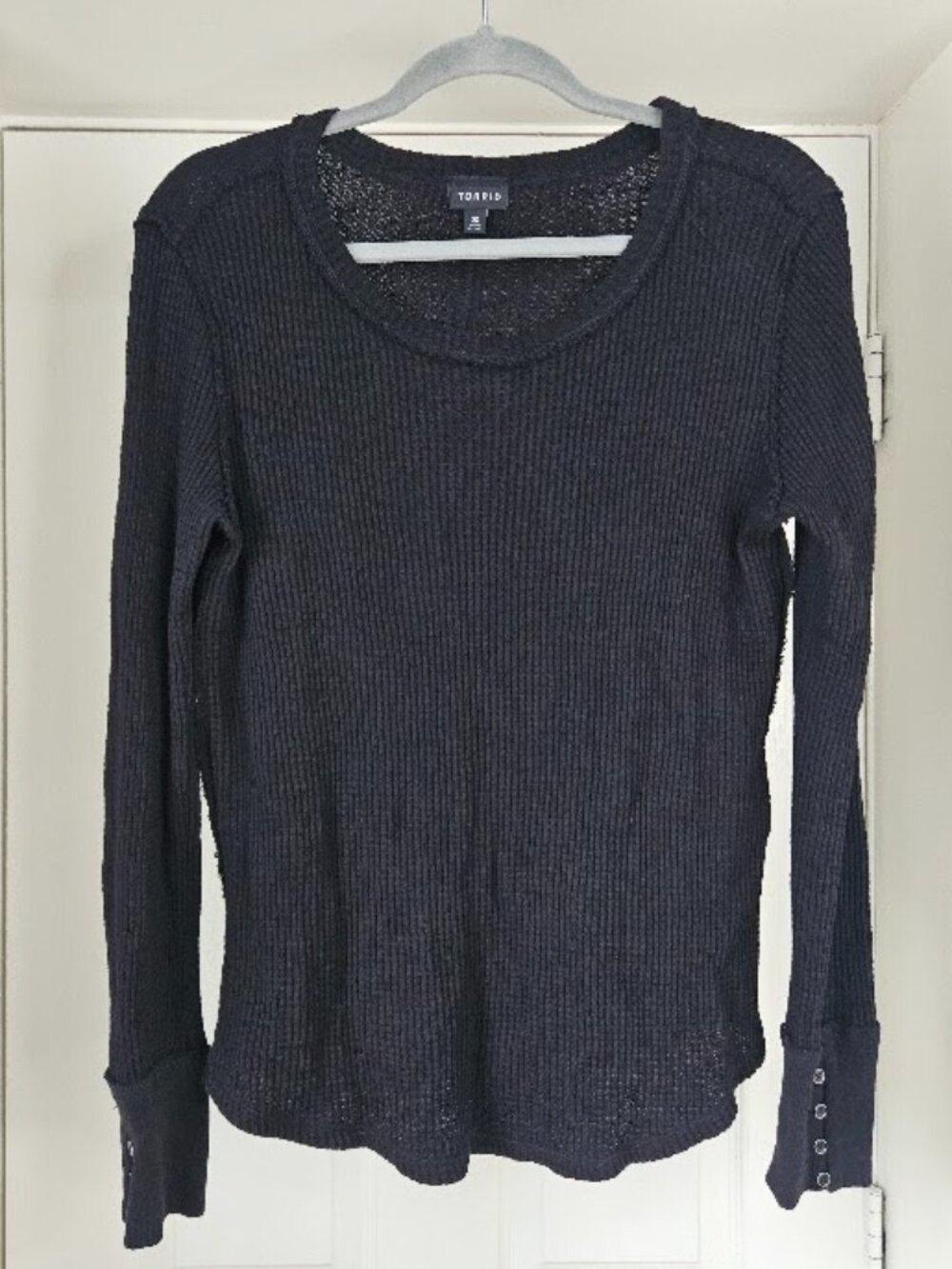 Torrid waffle knit black sweater top grunge Gothic 00 medium large lounge Shirt